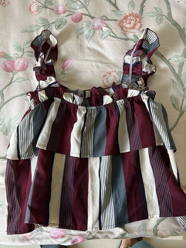 Striped Ruffle Tank Top