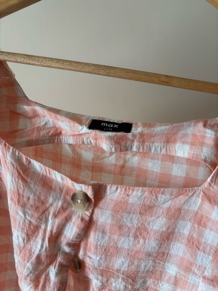 Peach Gingham Cropped Top