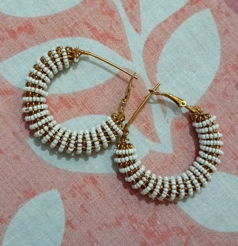 Handmade Beaded Hoop Earrings
