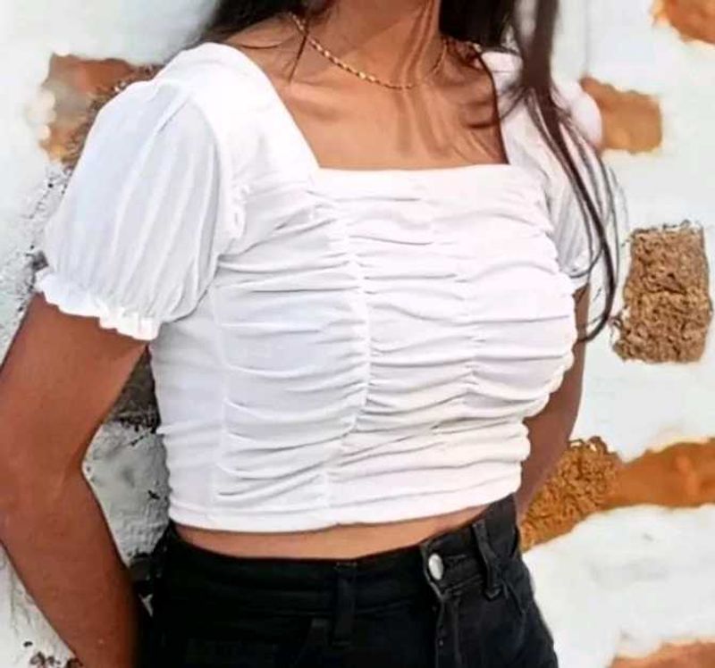 White Ruched Crop Top🤍