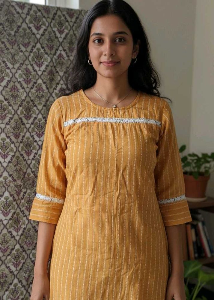 Mustard Striped Kurta