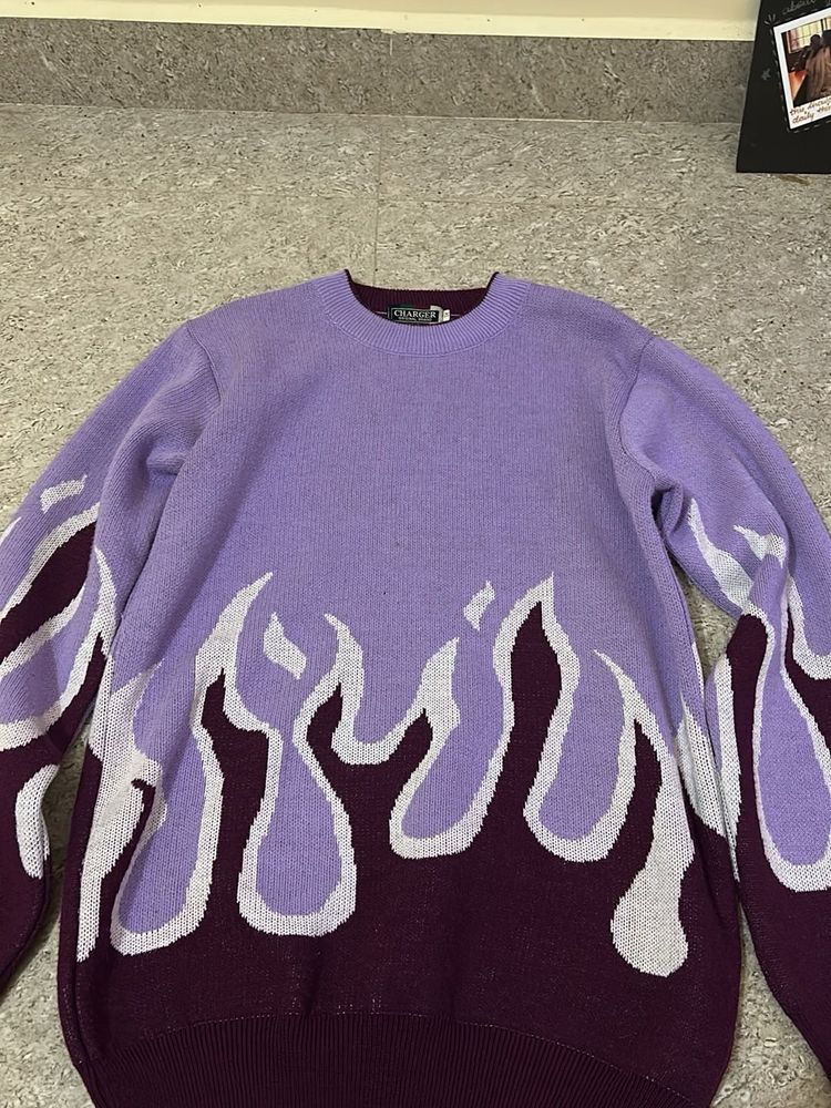 Purple Flame Knit Sweater