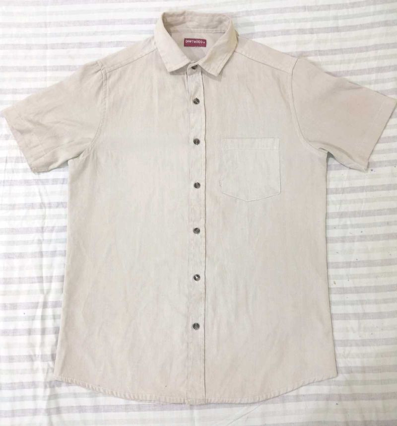Driftwood Beige Linen Short Sleeve Shirt
