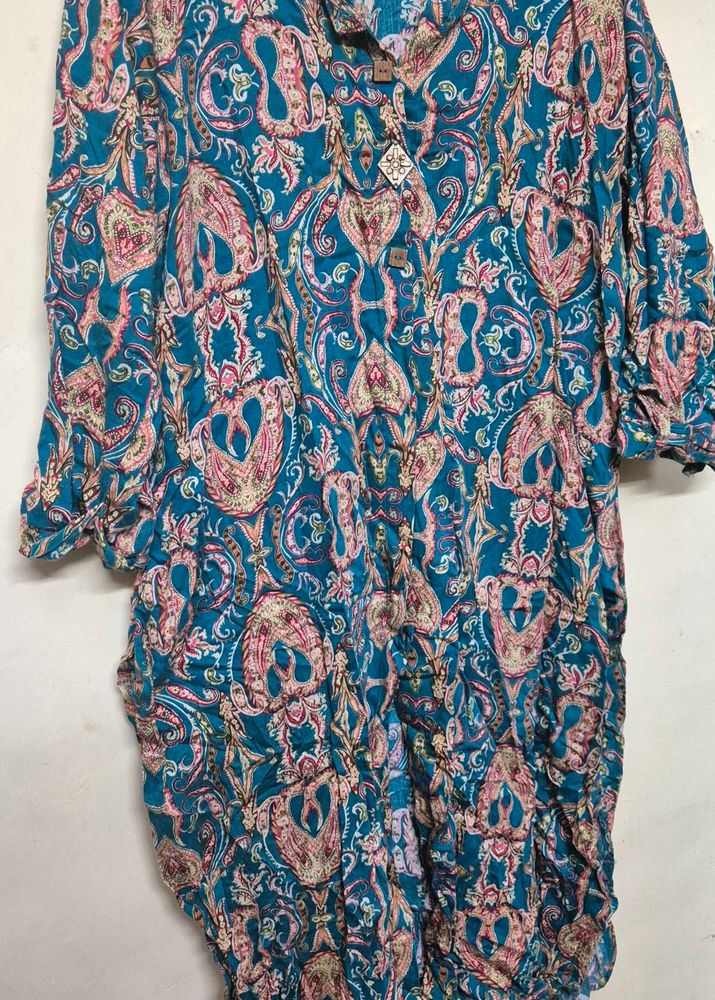 Paisley Print Button-Down Top