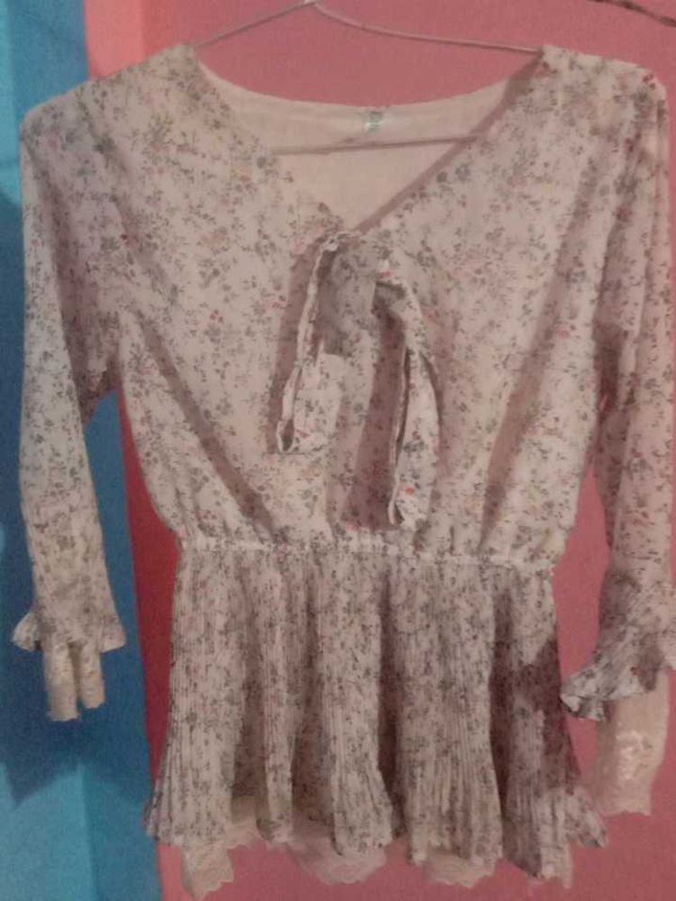 Floral Print Tie Neck Blouse