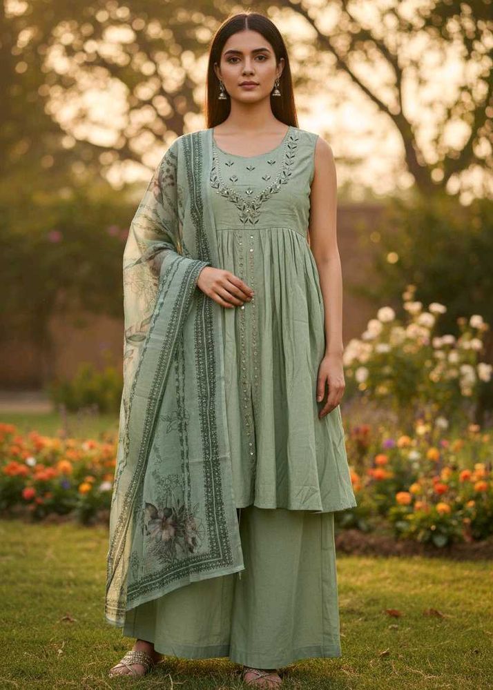 New Lime Green Embroidered Dress for Women