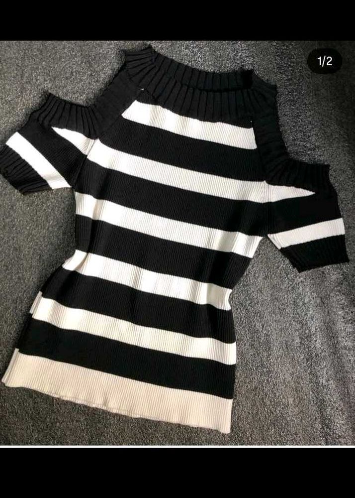 Striped Cold Shoulder Top/Gingham Top