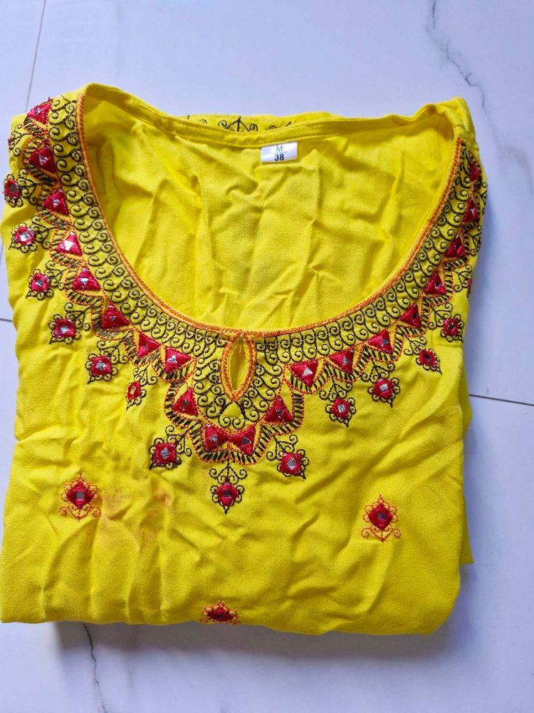Beautiful Yellow Kurti For Women