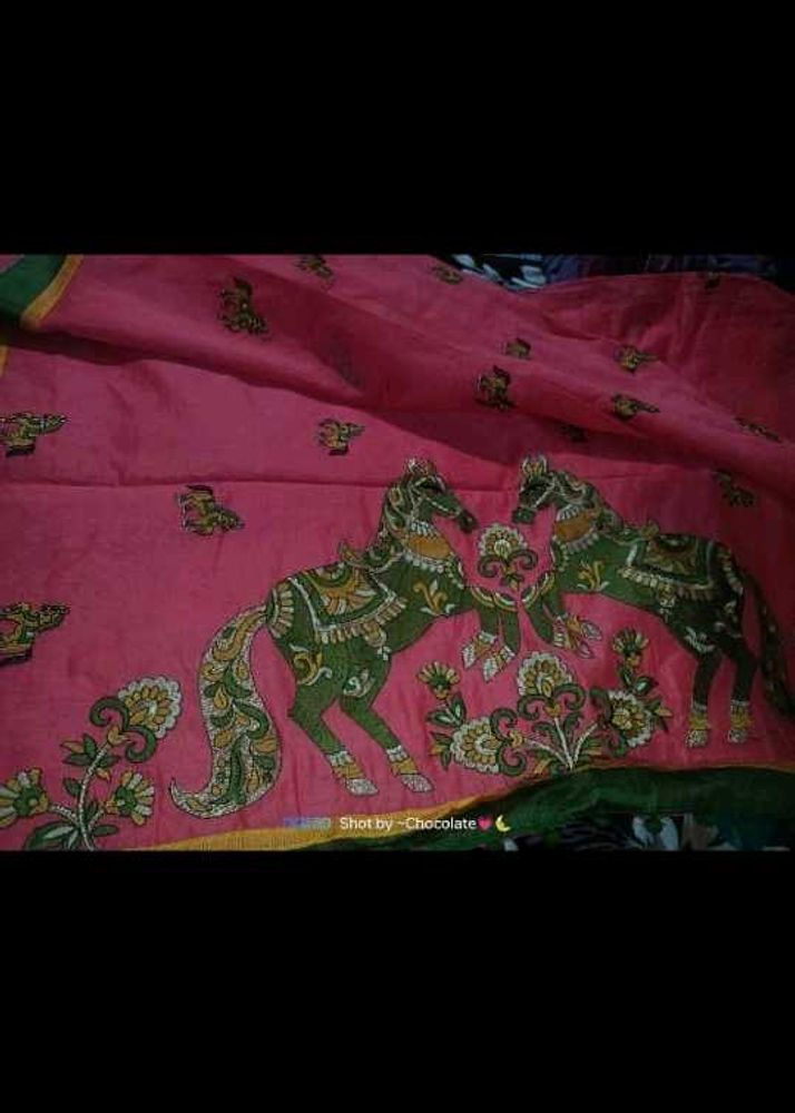 Pink Saree with Horse Design😍