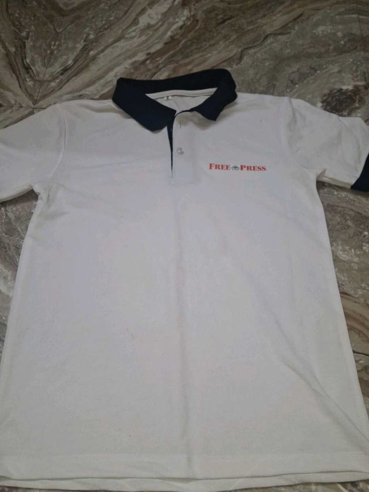 White unisex Collered Tshirt