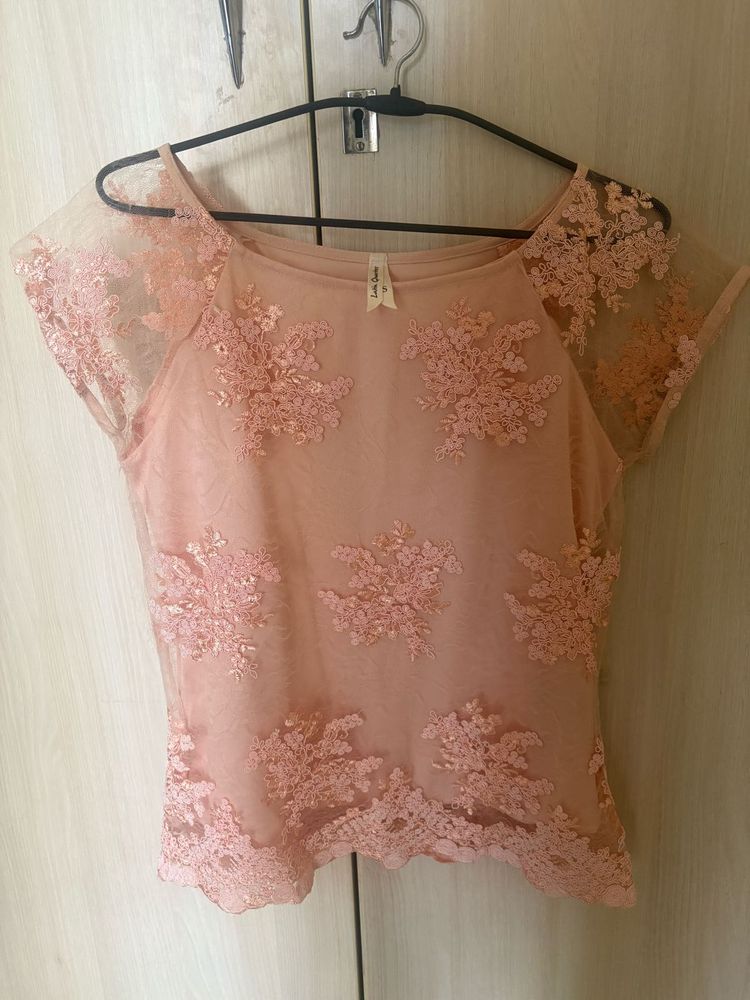 Lace Detail Sheer Top