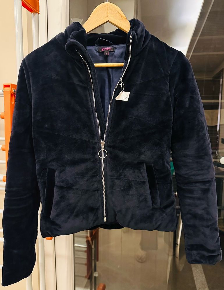 Stylish winter blue Velvet Jacket