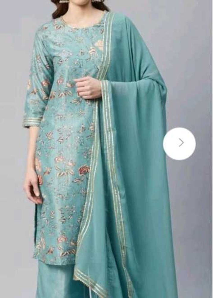Rangriti Floral Print Teal Palazzo Suit