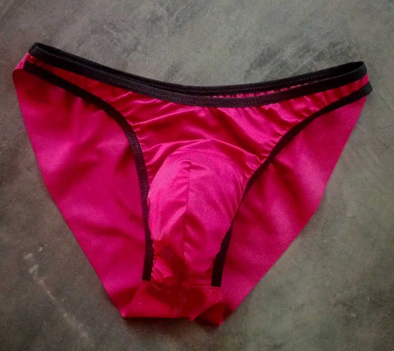 Mens Maroon Satin Pouch Briefs