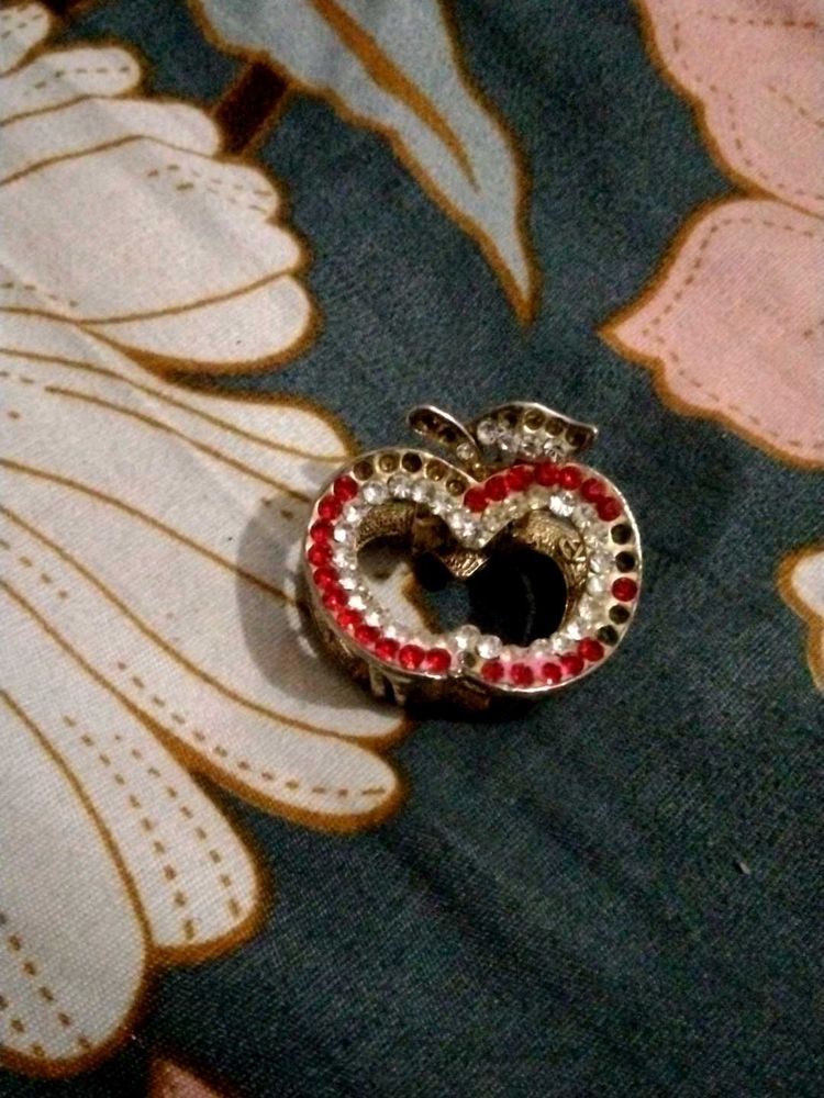 Apple Shaped Rhinestone Hair Clip