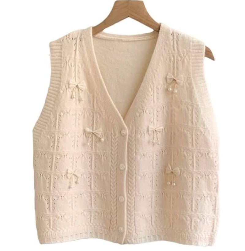 Cute Knit Vest with Bows