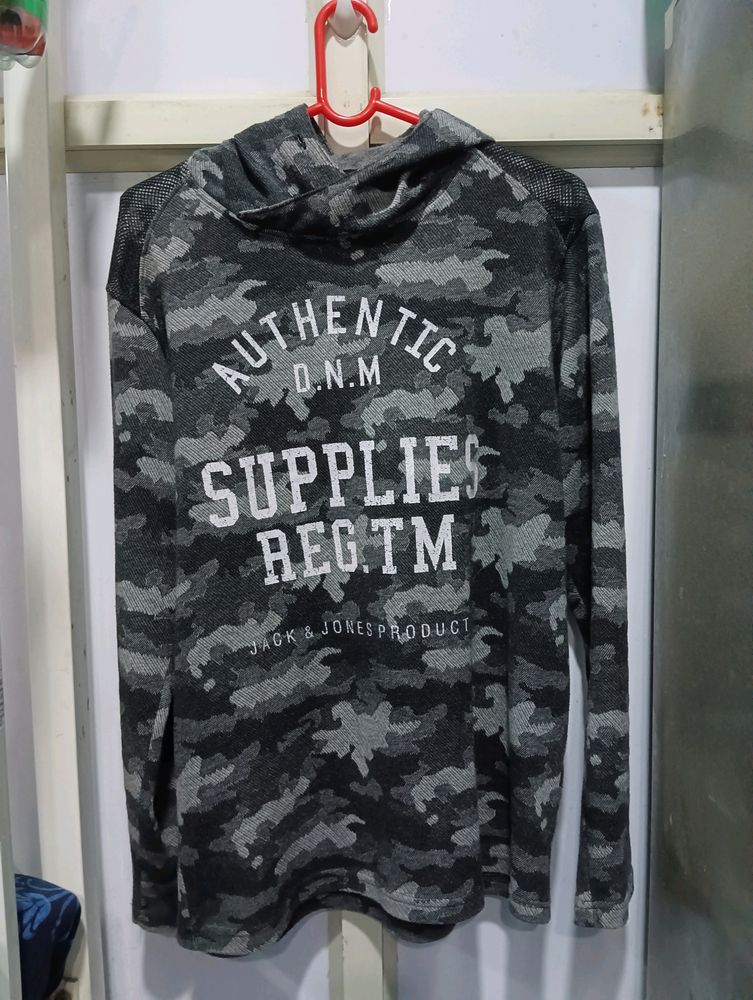 Jack &amp; Jones Sweat Shirt With Round Nake And Cap