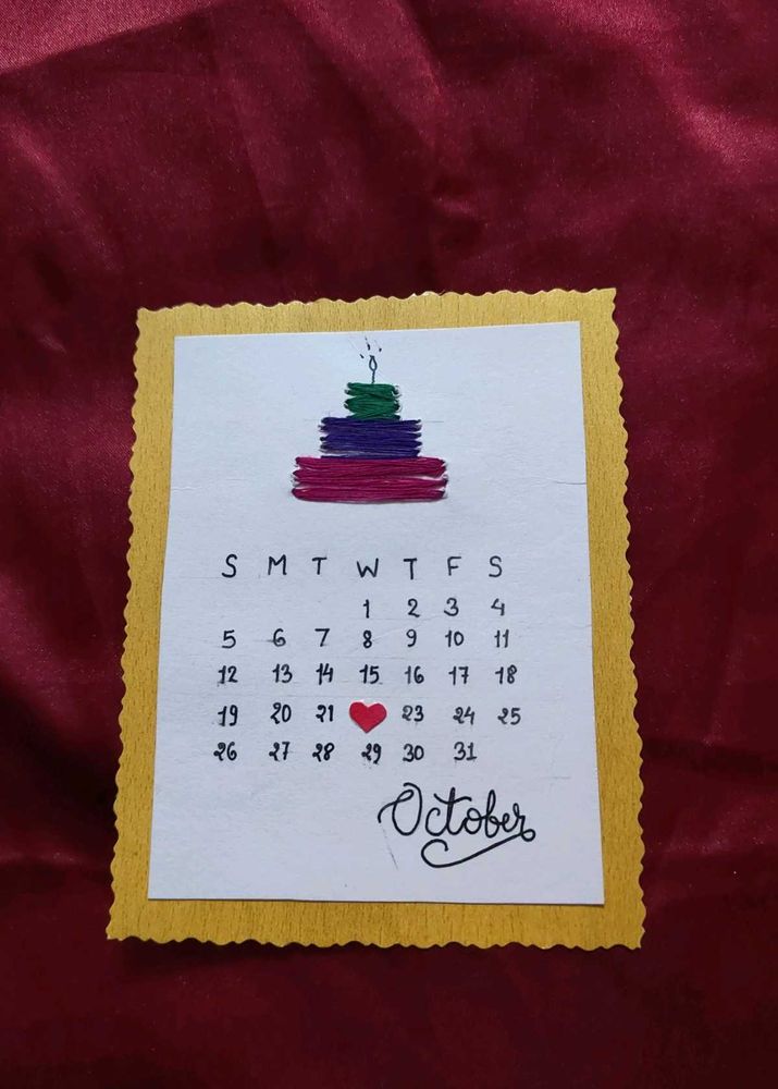 Handmade October Calendar Card
