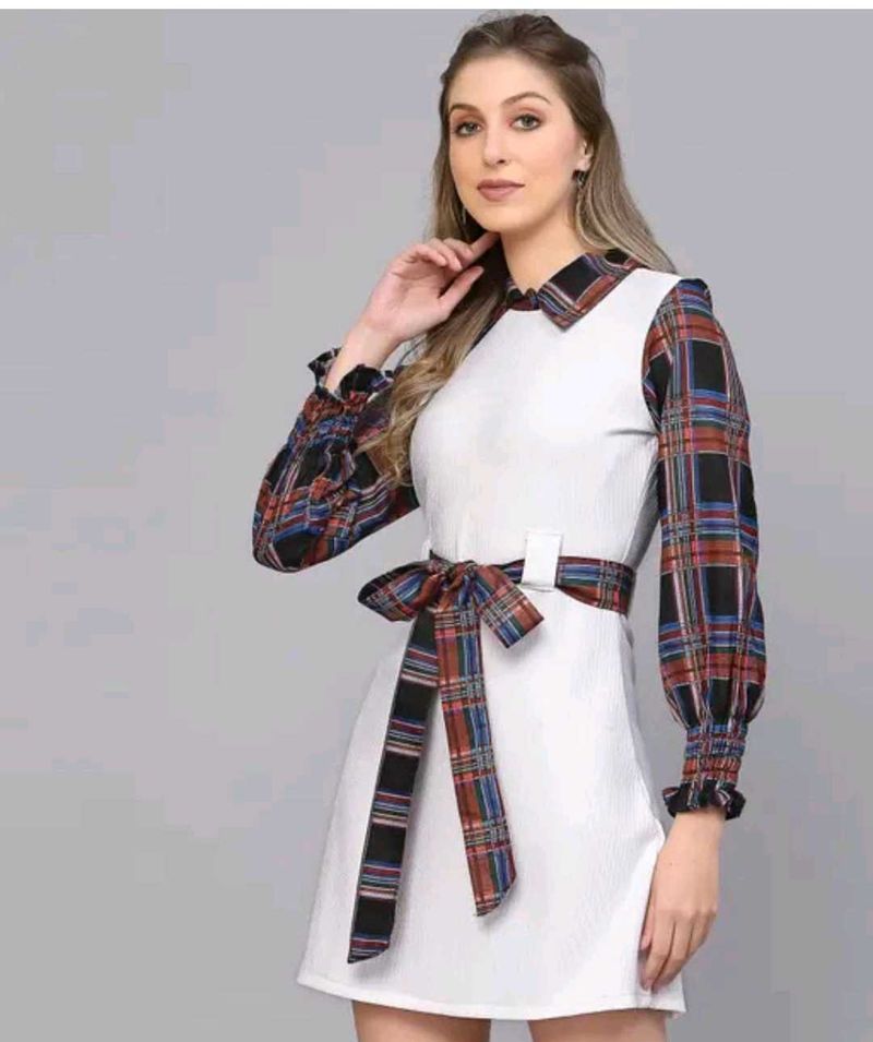 Plaid Collar Mini Dress