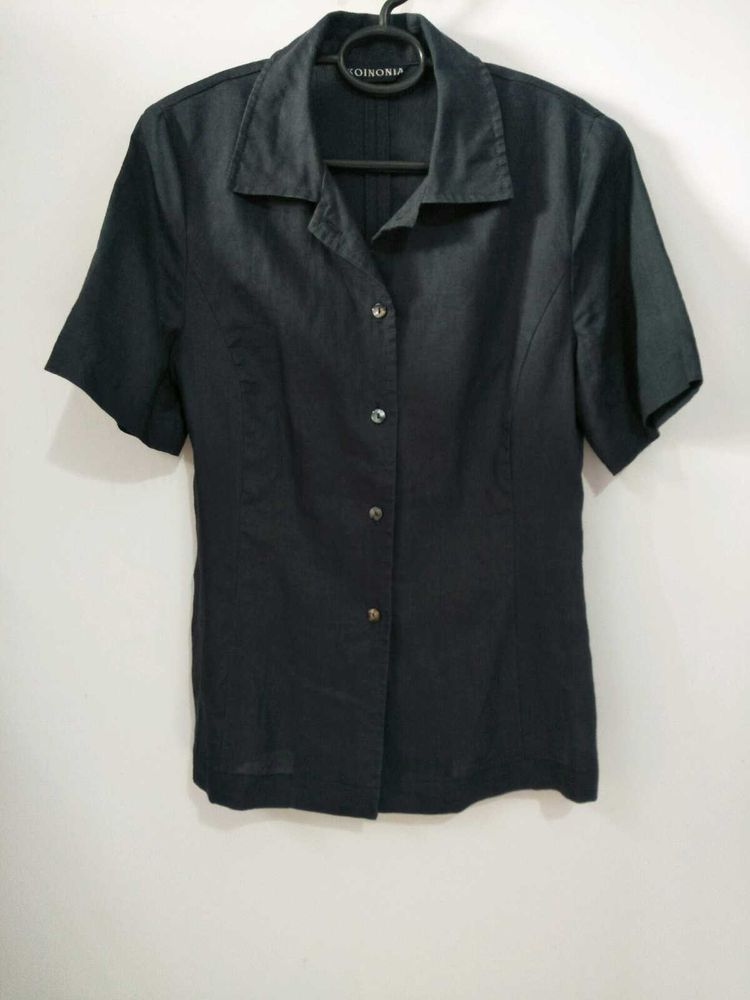 Navy Blue Linen Shirt