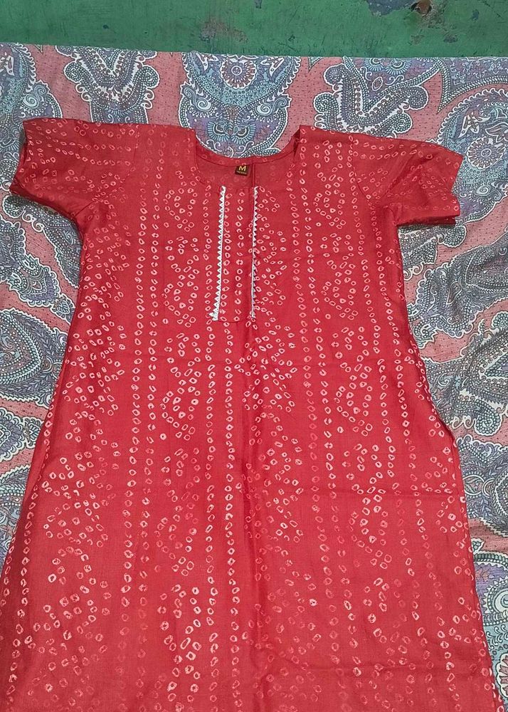 Red Bandhani Kurta