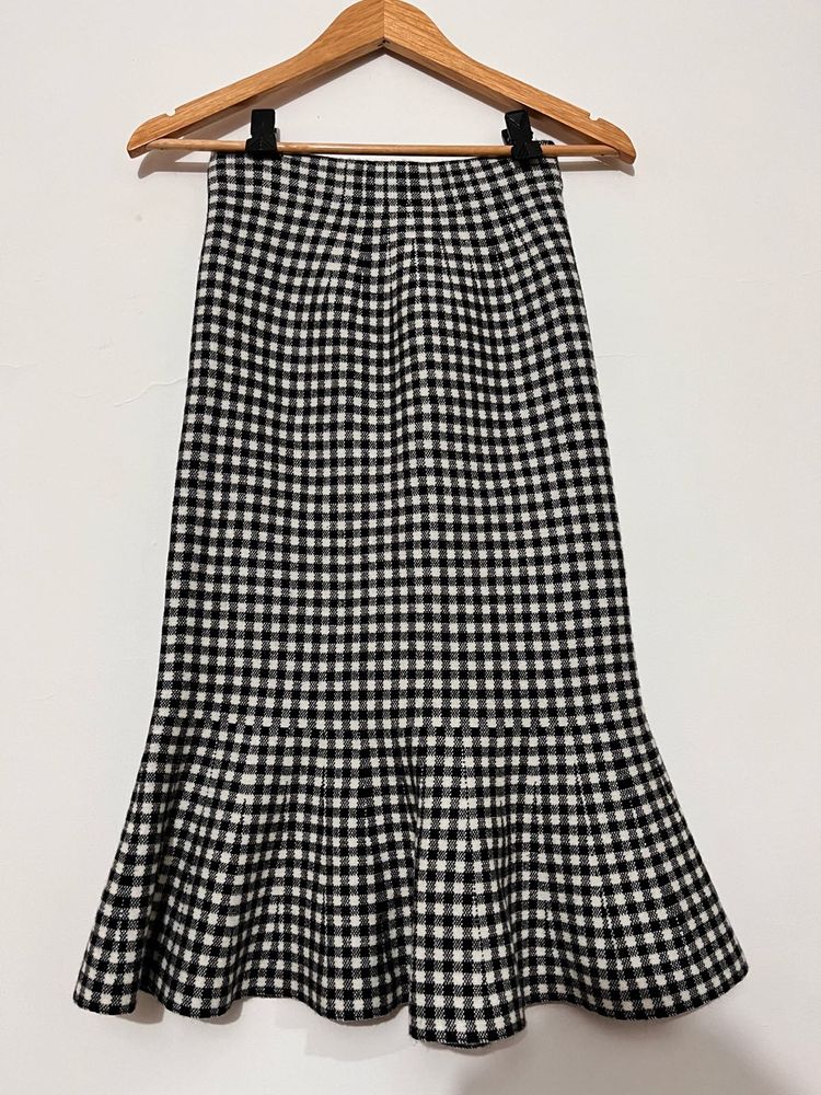 Gingham Ruffle Hem Skirt
