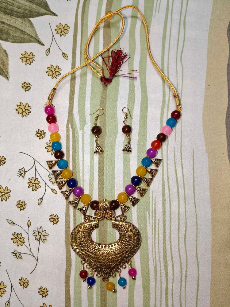 Boho Beaded Necklace &amp; Earring Set