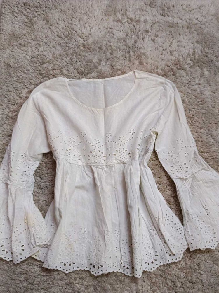 White Embroidered Top