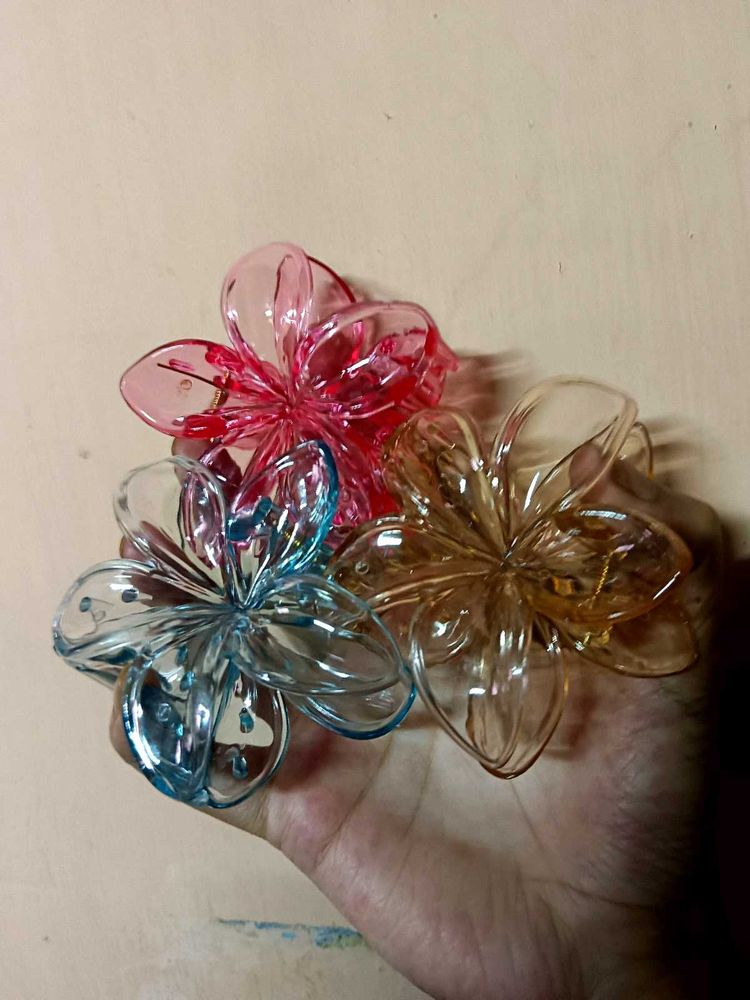 Flower Hair Claw Clips - Set of 3