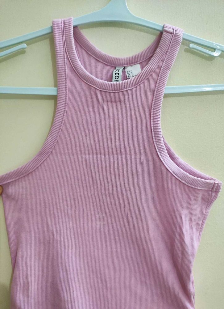 Pink Ribbed Tank Top