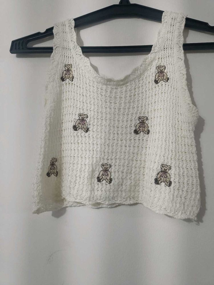 Teddy Knit Crop Tank