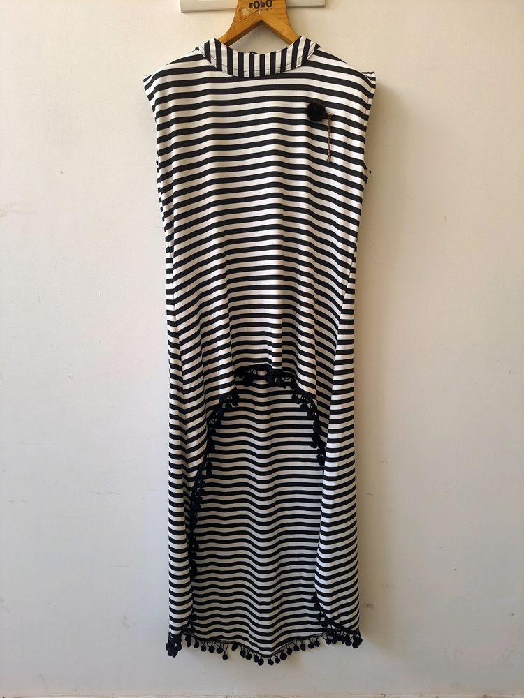 Striped High-Low Dress