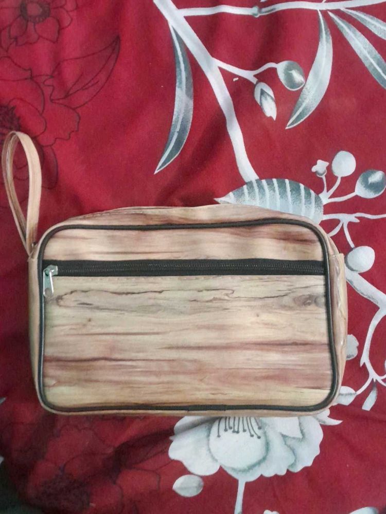 Wood Grain Cosmetic Bag