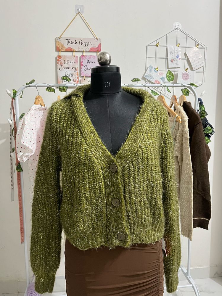 Olive Green Knit Cardigan( it’s new