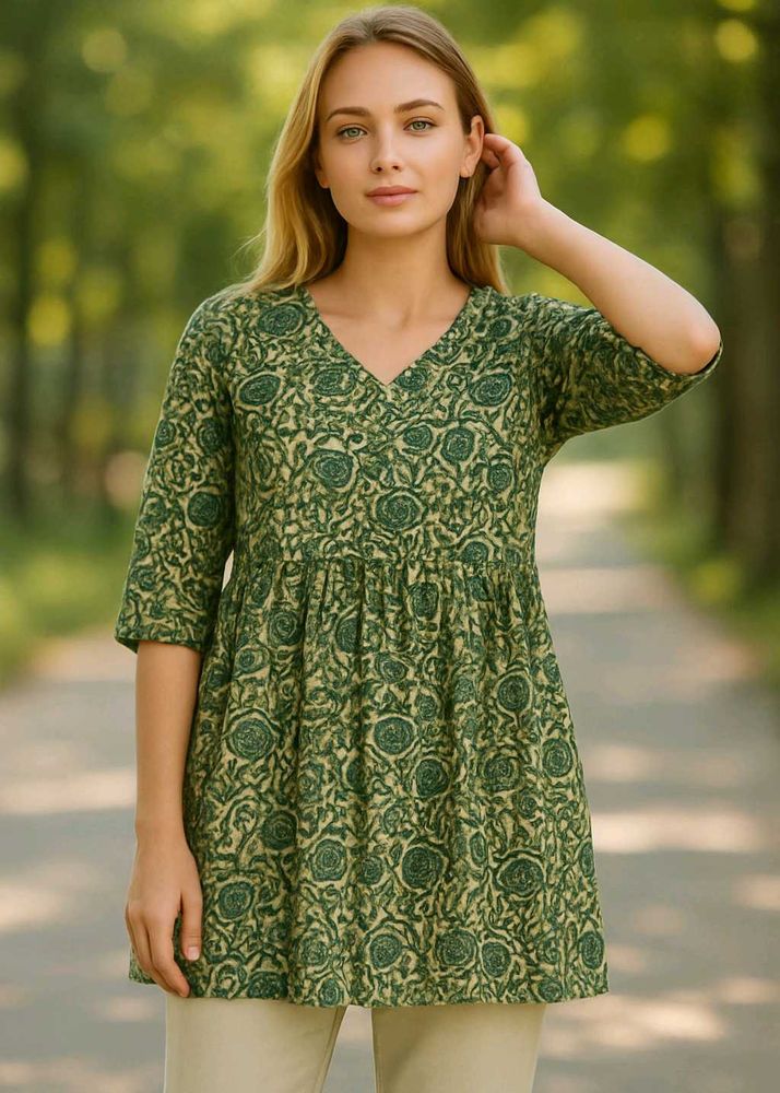 Floral Print Short Kurti