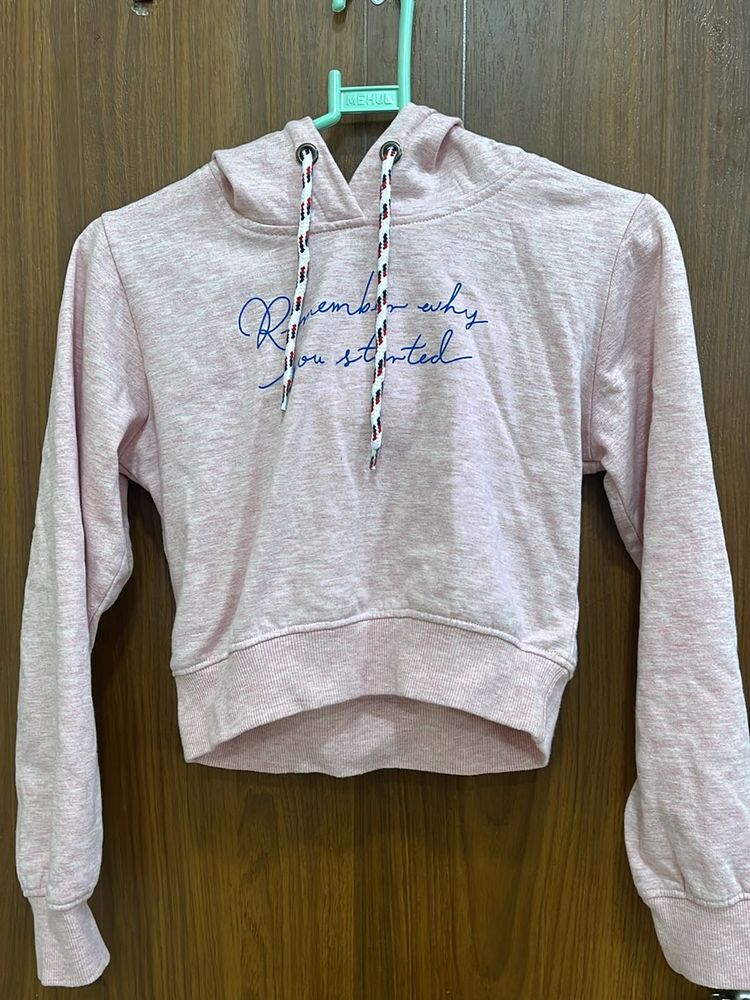 Baby Pink Crop Hoodie