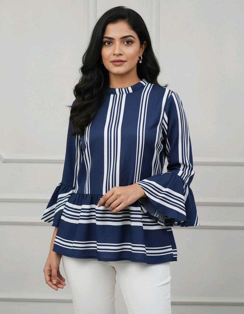 Striped Flared Sleeve Top