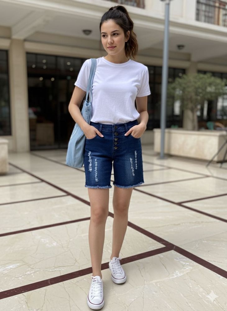 Distressed Denim Shorts