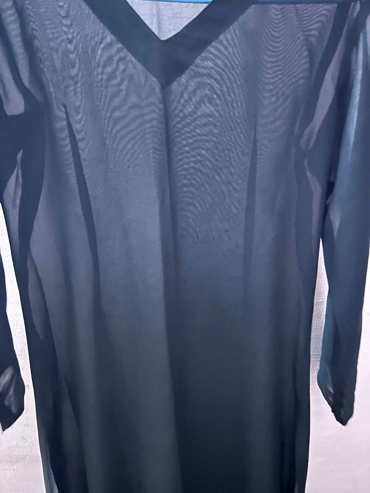 Black Sheer Long Sleeve Top