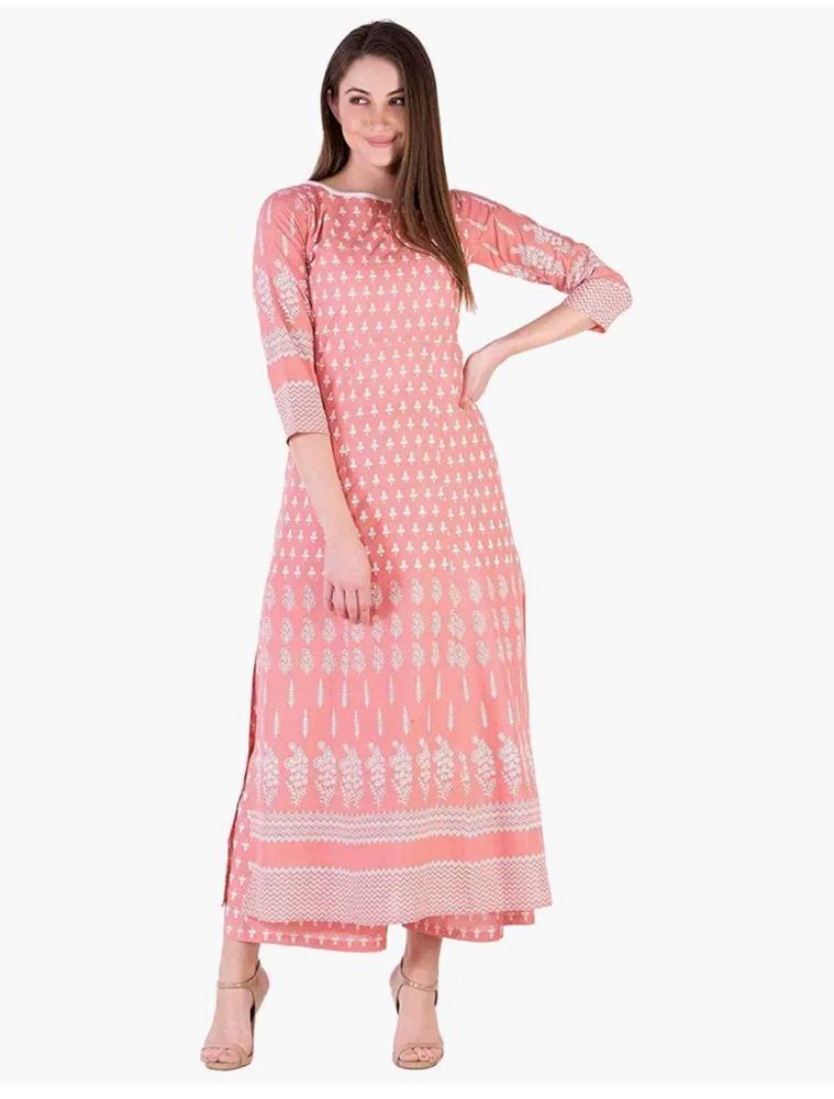 Elegant Pink Printed Kurta set