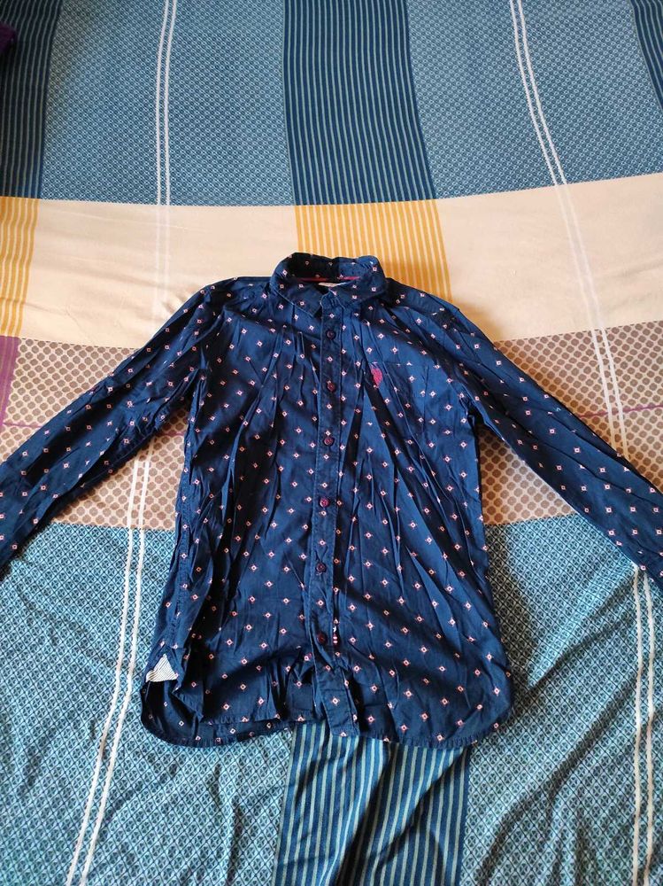 U. S Polo Assn. Patterned Navy Shirt