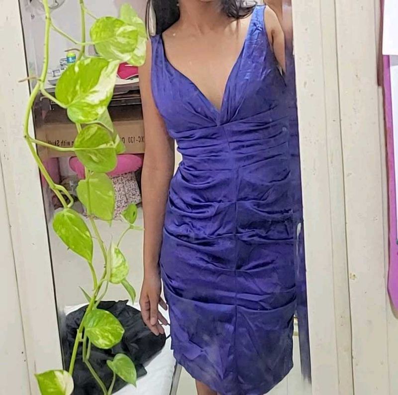 Elegant Purple Ruched Dress