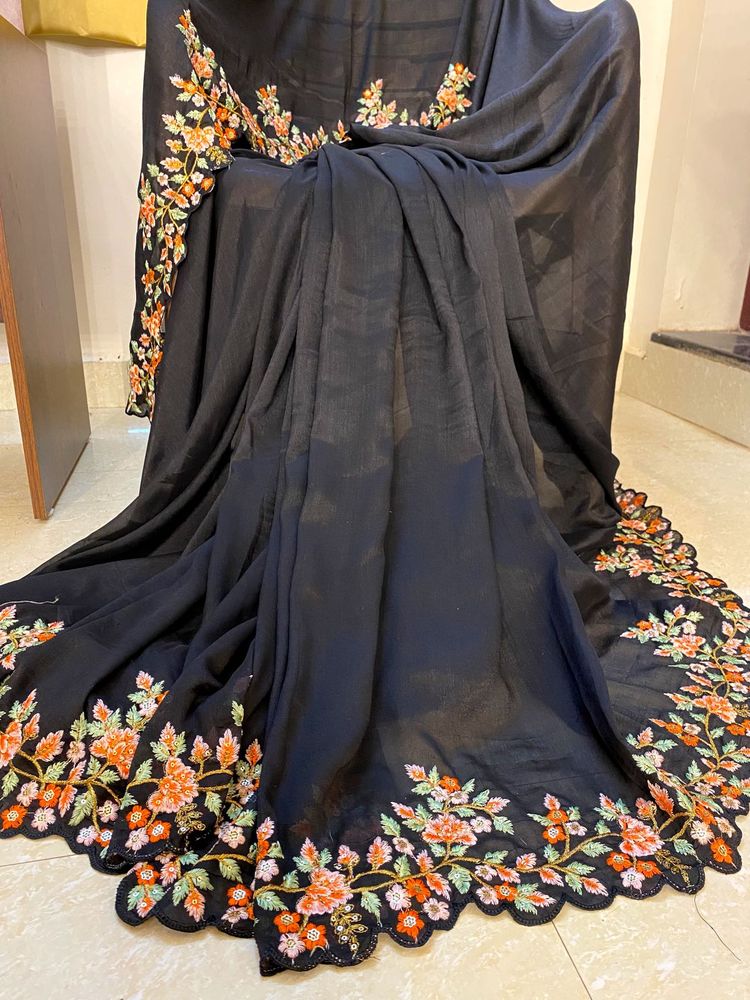 Sarees Black Floral Saree
