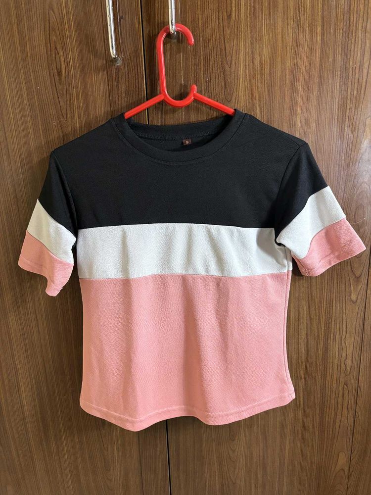 Color Block Tee - Pink, White &amp; Black