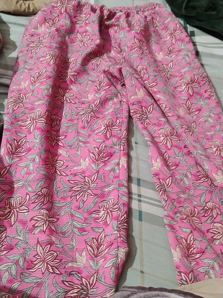 Pink Floral Print Pants