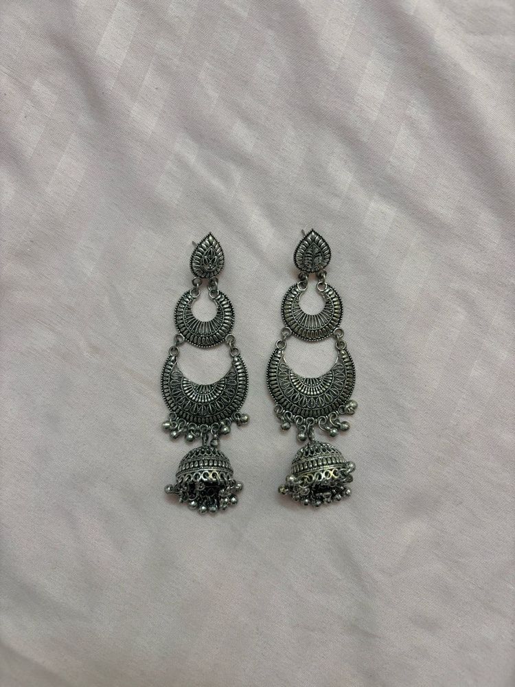 Silver Jhumka Earrings