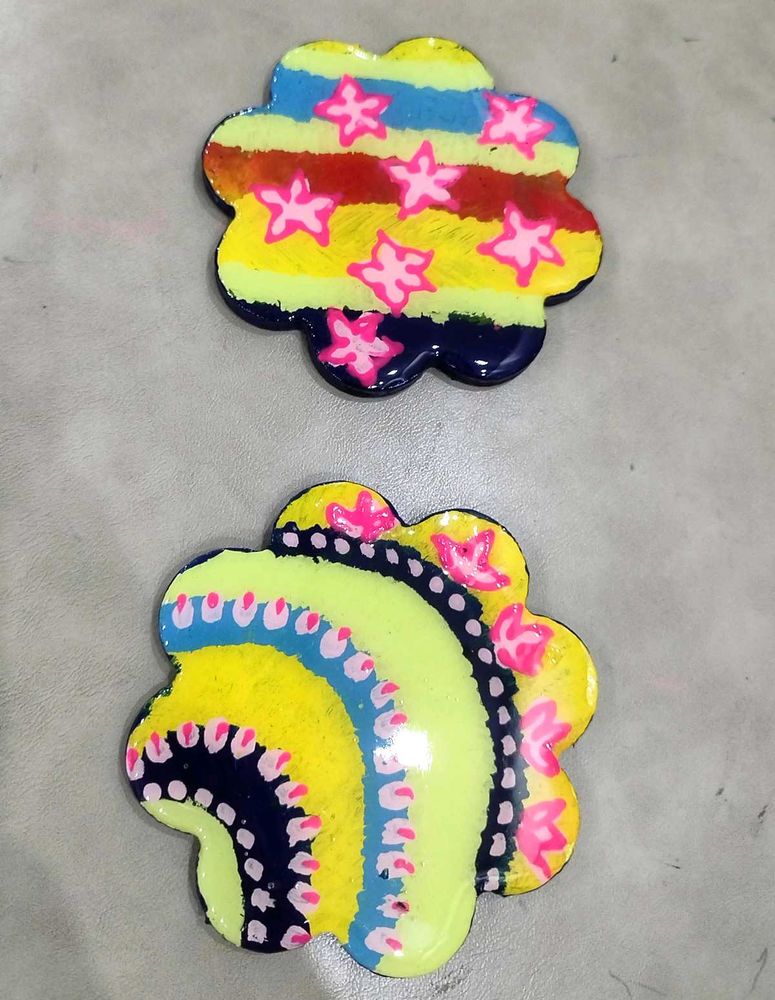 Resin Hand painted Coaster Set Of 2