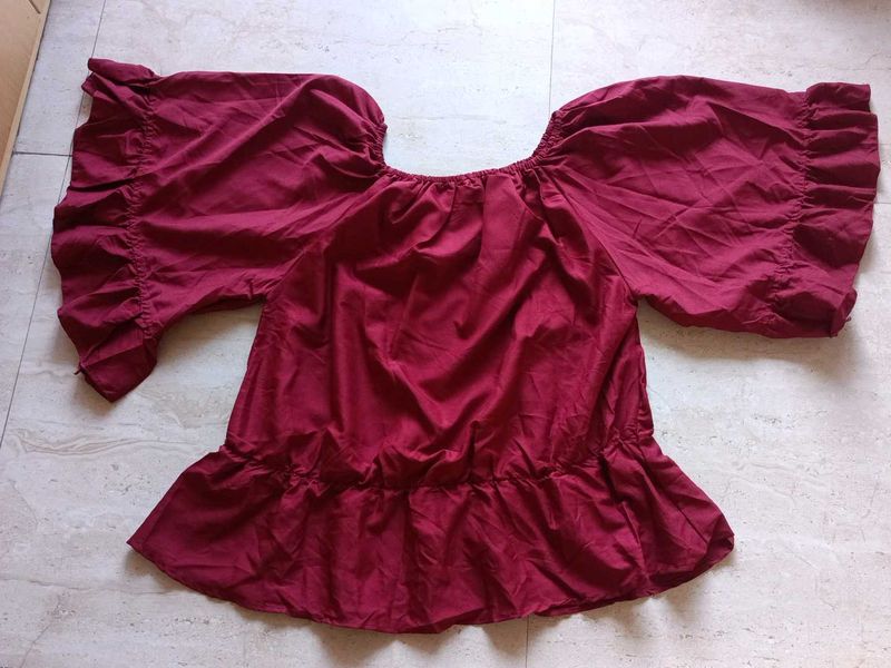 Maroon Off-Shoulder Top