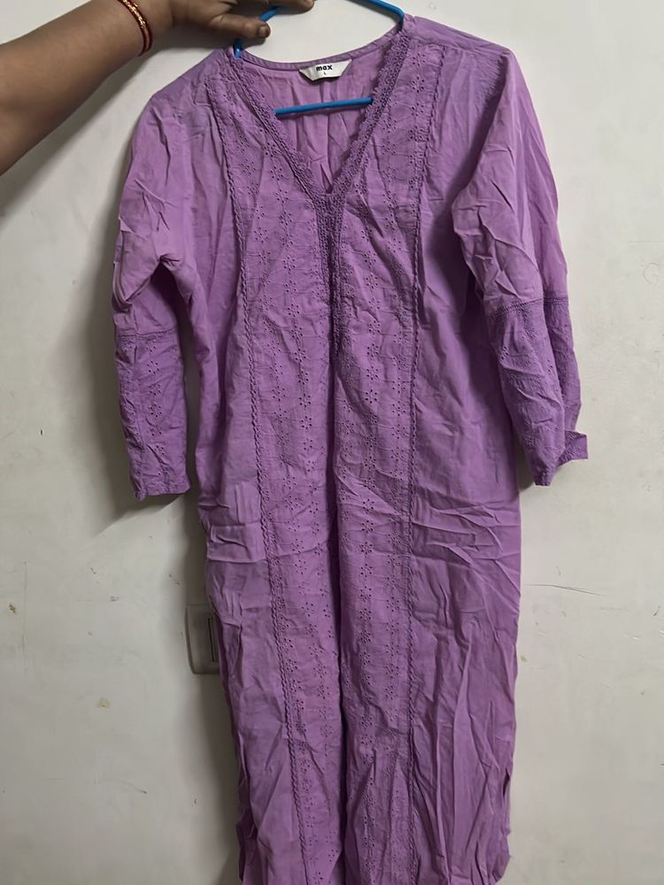 Lavender Embroidered Kurta