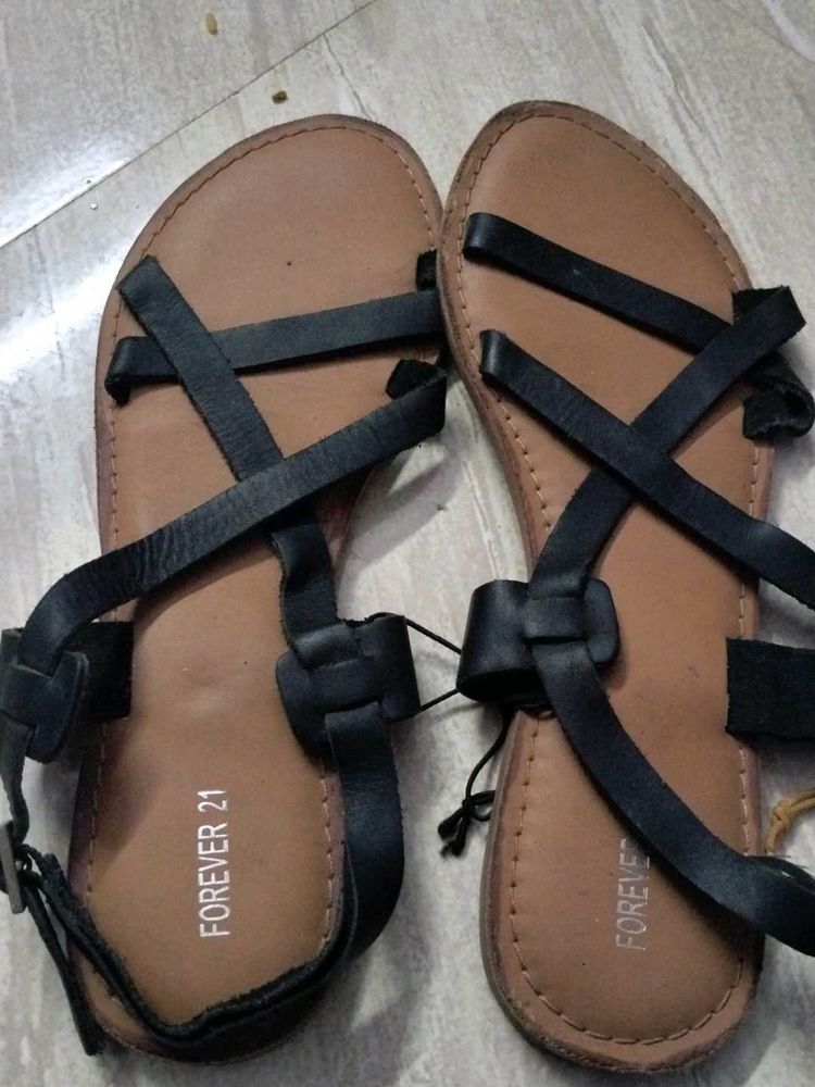 Forever 21 Black Strappy Sandals
